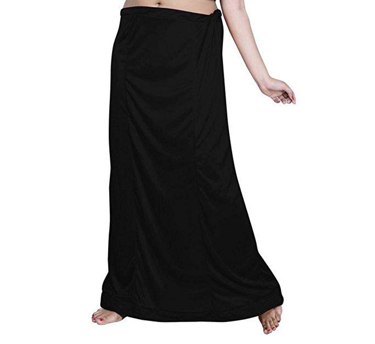 Indian Fashion HutWomen Saree Petticoat Satin Silk Underskirt Lining for Sari Wrap for Women Black