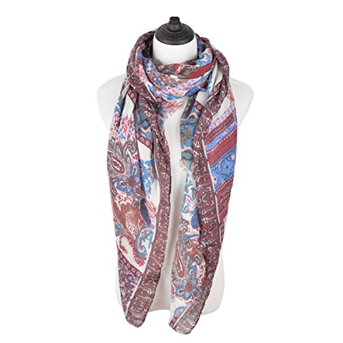 Premium Tribal Paisley Floral Print Frayed Edge Scarf Shawl Wrap - Diff Colors3