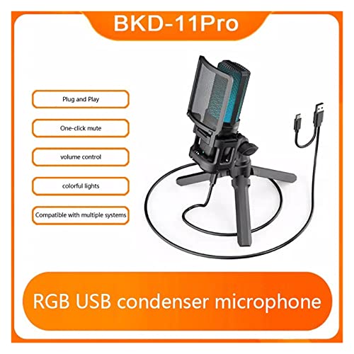 Microphone USB à réduction de bruit avec éclairage RGB dynamique pour PC - 3