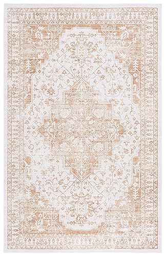 Alfombra de pelo corto tradicional beige para decorar salones activos y comedores 4