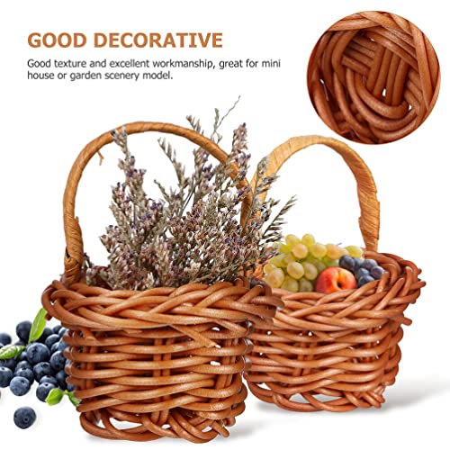TOYANDONA Mini Woven Flower Basket Set including Handles Small Decorative Miniature Baskets for Home Decor Party Favors Doll House and Craft Storage 6X4X4 Inches - Image 4