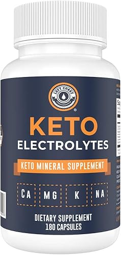 Suplemento de electrolitos Keto, 180 cápsulas. Pastillas de electrolitos para dieta cetogénica. Magnesio, potasio, sodio, calcio. Tabletas Keto para