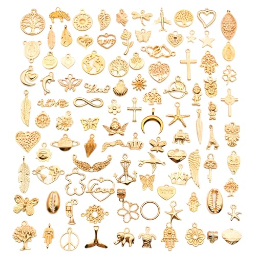 YSDINK Lot de 100 Charms Breloques pour Bijoux DIY,Pendentifs Mixte pour Colliers,Bracelets,...