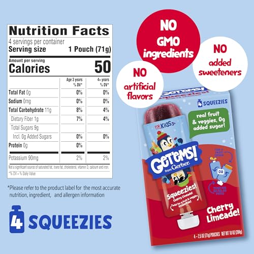 Gerber Get'ems! Squeezies Cherry Limeade Smoothie Pouch, 2.5 Oz, 8 Pack - image 5