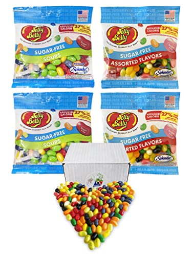 Jelly Belly Sugar Free Jelly Beans Variety Pack Gift Box- Assorted & Sours – Genuine, Straight From The Source 2.8 Oz Low Carb Candy, Pack Of 4 #TOP2