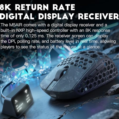 Image of Darmoshark M5Air Mini Fingertip Grasp Gaming Mouse Carbon Fiber,Tri-Mode 8K /Bluetooth Mouse Up to 30000DPI,PAW3950 Optical Sensor Lightweight 31g,5 programmable Button,Computer Mouse for Laptop,PC,Mac