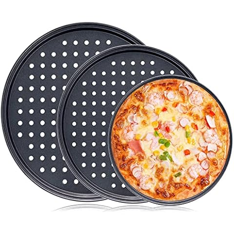 Siticoto Stahl-Pizza-Pfanne mit Löchern, 3-teiliges rundes antihaftbeschichtetes Backwerkzeug Cover