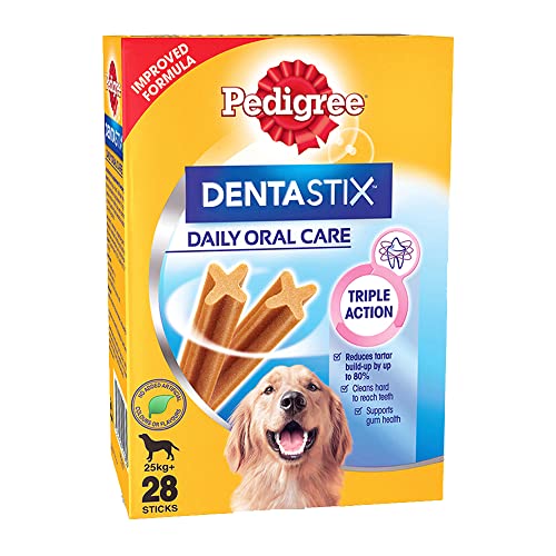 Pedigree Dentastix Oral Care Dog Treat for Adult Large Breed (25 Kg+), Chicken, Monthly Pack (28 Sticks) 1.08 Kg