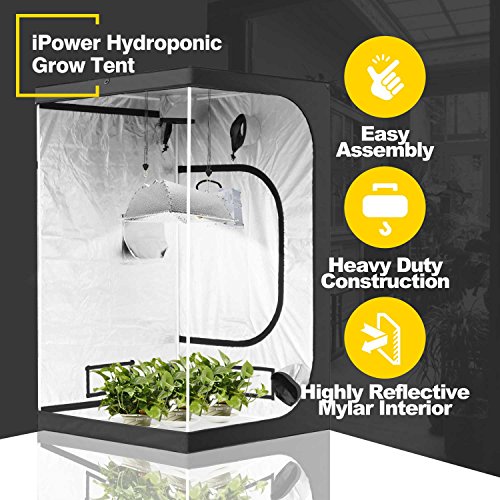 iPower GLTENTM1 48"x48"x78" 4'x4' Hydroponic Mylar Grow Tent with Observation W, 48" x 48" x 78", Black and Silver - Thumbnail 7