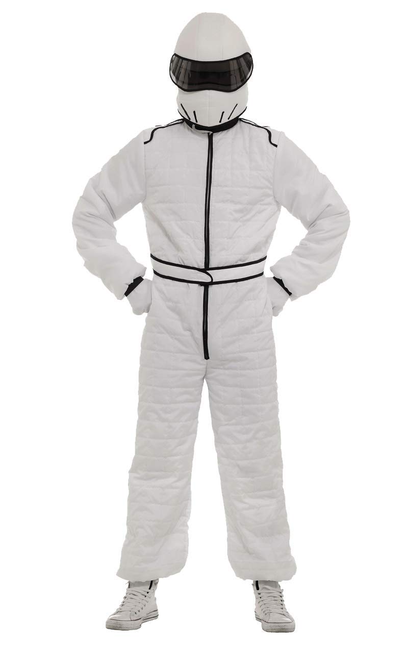 Orion Costumes White Race Car Driver Suit and Helmet Fancy Dress