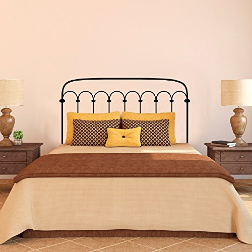 Vinilo decorativo de pared, diseño de cabecero de cama, estilo de hierro forjado, color negro, vinilo, negro, 34