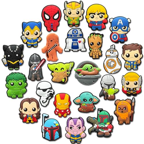 25 50Pcs Cartoon Shoe Charms for Croc Clogs Sandals Bracelet Wristband Slippers Different Shoe Decoration Charms for Party Favor (25Pcs)