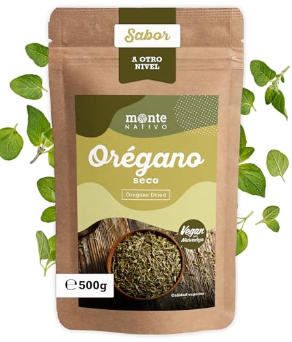 Orégano Monte Nativo (500g) - Orégano seco perfecto para Cocinar, Pizza, Pasta y Té de Orégano - Suavemente secado y frotado para obtener el máximo Sabor - Hierba ideal para sus Creaciones culinarias
