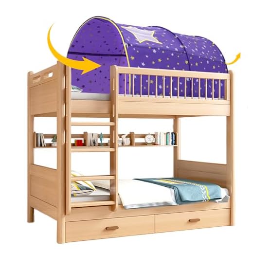 Alvantor Starlight Bed Canopy Dream Kids Play Tents Playhouse Privacy Space Twin Sleeping Indoor Grow in The Dark Stars Boys Girls Toddlers Pop Up Portable Frame Curtains Purple, Patent