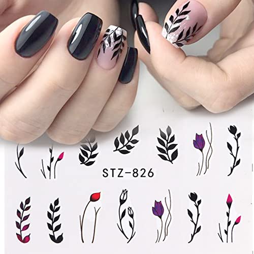 Diduikalor 6 Sheets Leaves Nail Stickers Decals Summer For Nail Decoration 3D Green Plants Tropical Leaf Self-Adhesive Designs Stickers For Manicure Diy Nails Art Supplies Accessories #TOP2