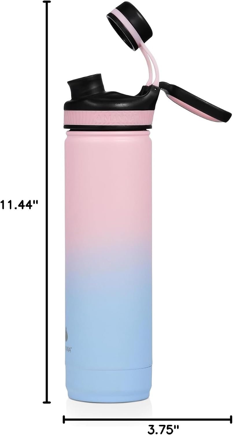 Manna Saratoga Double-wall Insulated Stainless Steel Bottle - 26 Oz - Sky Blue/Pink Ombre