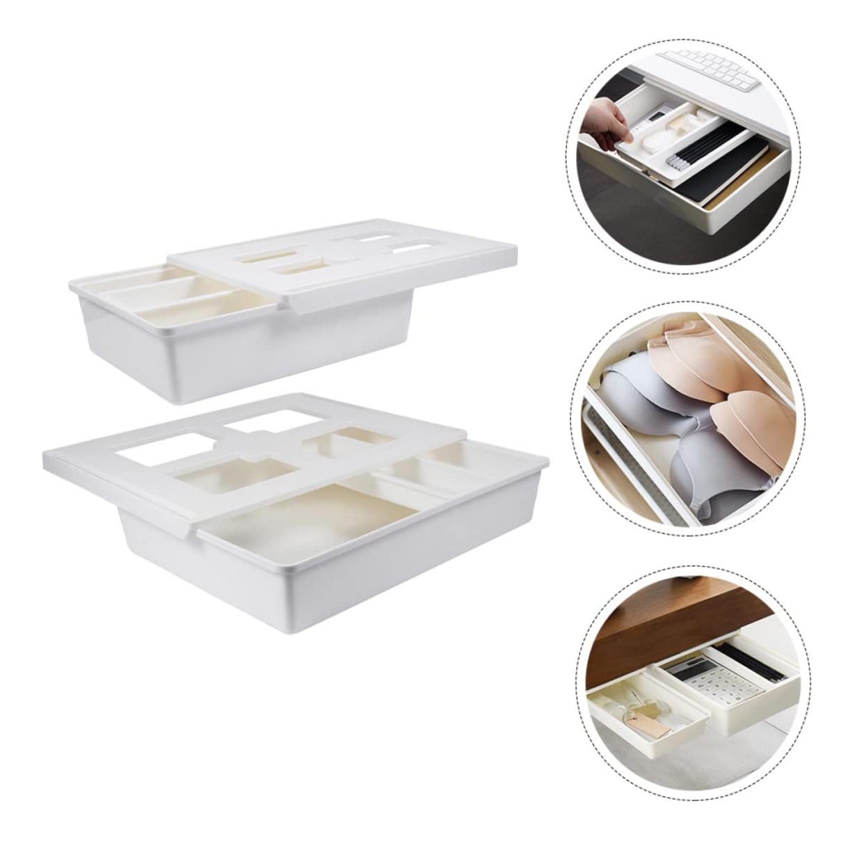 Happyyami 2pezzi Sottotavolo Portapenne Estraibile Organizer Per Cancelleria Articoli Per Ufficio Cassetto Invisibile Portaoggetti Per Scrivania