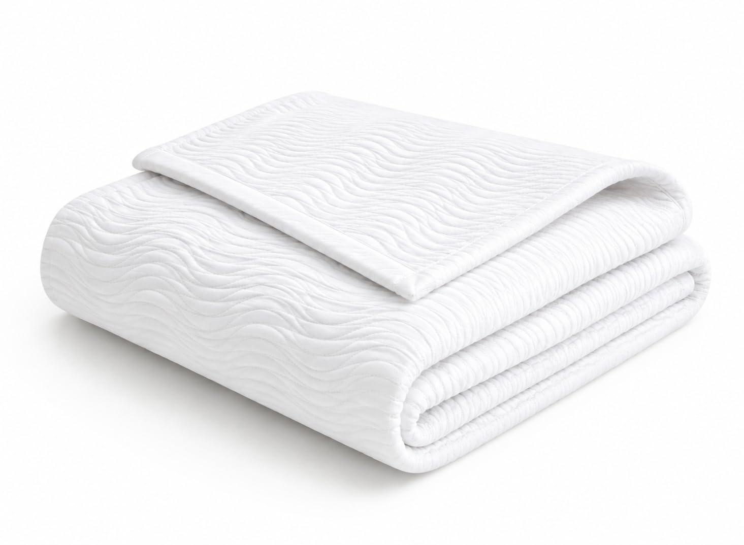 Estoralis Ondas | Colcha Verano de Diseño Moderno | Tejido Jaquard Alta Resistencia | Blanco | para Cama 180 cm. (270 x 270 cm. AnchoxAlto) | Cubre Cama para Todas Las Estaciones
