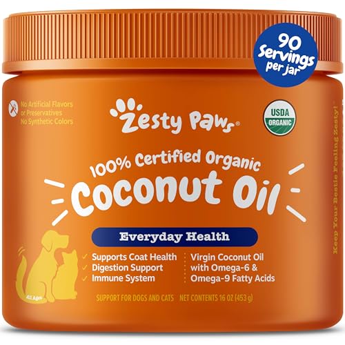 Coconut Oil for Dogs - Certified Organic & Virgin Superfood Supplement - Digestive & Immune Support - 16 OZ
