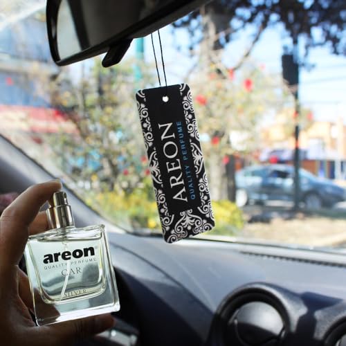 Image of Areon MCP05 Car Air Freshener Perfume for Men Women 1.7 Fl Oz. (50ml) Glass Bottle, SILVER
