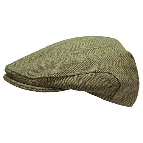 WWK Kids Derby Tweed Hat Flat Cap Farmer Golf Hunting Shooting 2 Colours 3 Sizes (Large - (54cm) - (Six & Five eighths), Light Green) Cover