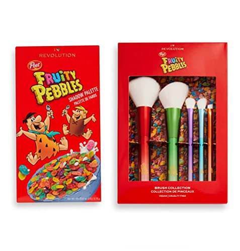 I Heart Revolution Fruity Eye Shadow Palette Set! Includes Makeup Brush Set and 18 Color Eyeshadow Palette! Fruity and Cocoa Pebbles Inspired Makeup! Vegan And Cruelty Free! Choose Your Set! (Fruity)