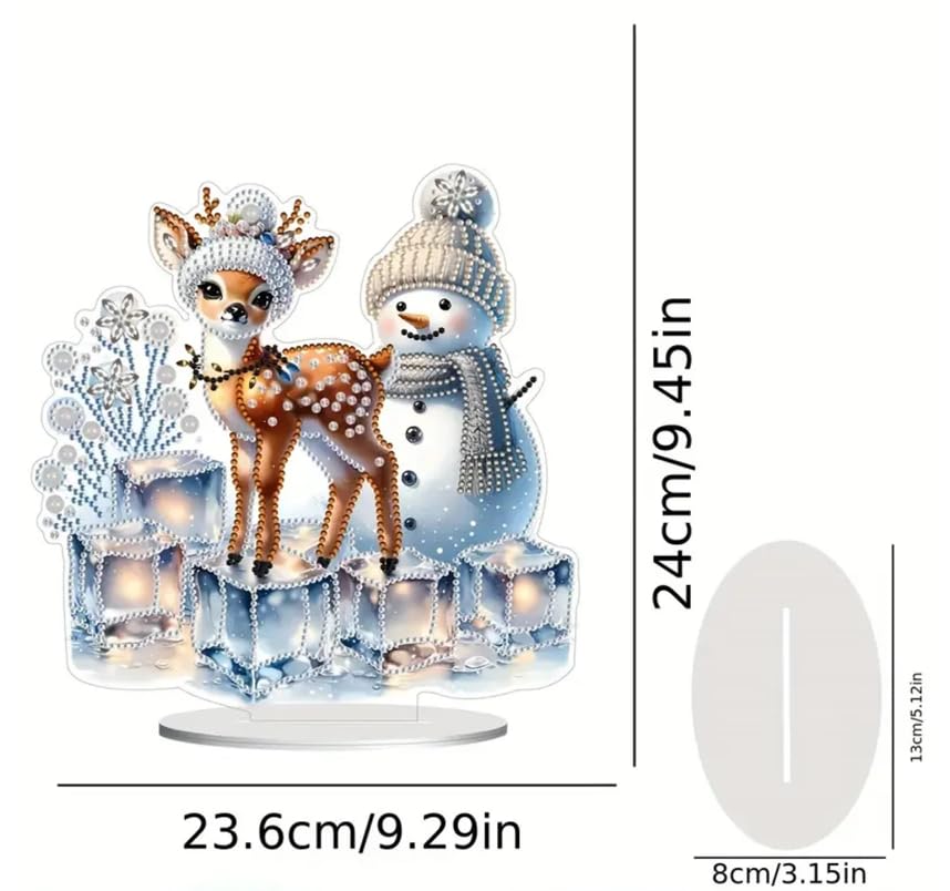 Syntego 5D DIY Diamond Painting Christmas Decoration Kit I Crystal Rhinestone Acrylic Tabletop Ornament I for Adults & Beginners I Easy to Use & Perfect for Art Lovers (Snowman and Reindeer 2) - Image 2