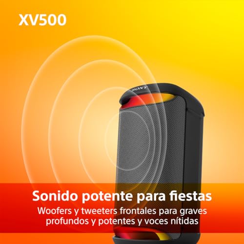 Sony SRS-XV500 - Draadloze Bluetooth Partyspeaker met krachtig geluid en MEGA BASS - 25 uur batterij, LED-verlichting, Party Connect, IPX4, Karaoke Mic/gitaarinput - Zwart - Afbeelding 4