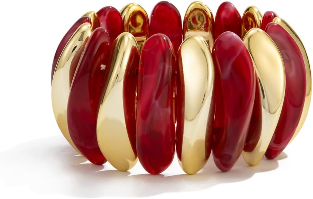 MIFYNN Acrylic Chunky Bangle Bracelets for Women Stackable Stretch Resin Bracelet Minimalist Colorful Bangle Vintage Boho Chic Wristband Jewelry for Women