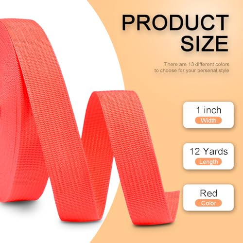 Image of CooBigo 12 Yards Webbing 1 inch & 1.5 inch & 2 inch Polypropylene Webbing Strap 1 Inch 1.5 Inch 2 Inch Wide Webbing Strapping for Bags /Lawn Chair /Pool Solar Cover DIY Crafting