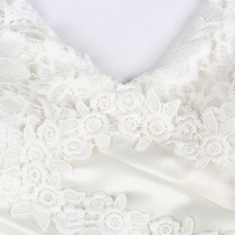 Robe de Mariée Femme Longue Col en V en Dentelle Taille Empire sans Manches Robe de Soirée Robe de Mariage en de Bal