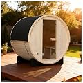 amocane Outdoor Barrel Steam Sauna 2 Person, Canadian Spruce Wooden Saunas Room for Home, Traditional Backyard Spa with 4.5KW Toule Heater, Rocks, Bucket, Waterproof System (70.87”x 47.24”x 70.87”)