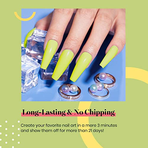 Beetles Neon Yellow Gel Nail Polish, Bright Yellow Lala Lime Color Neon Gel Polish Soak Off Uv Led Nail Lamp Gifts for Women -Size: 15 ml/Each - 6