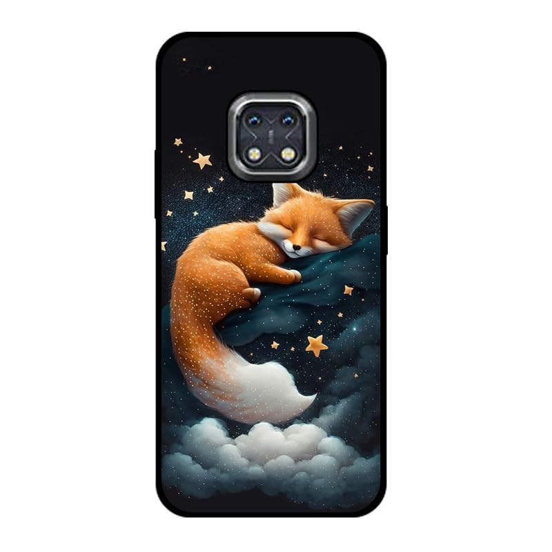 KARTXITAI Funda Case Compatible con Nokia XR20,Protectora de Cuerpo Completo con Tacto Suave y Sedoso,Carcasa de Silicona Cover,Gel Flexible,Regalo Original - Zorro Estrellas Nubes
