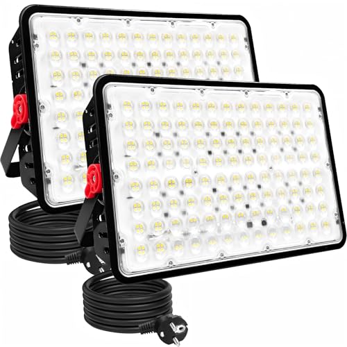 Indmird Focos LED Exterior 400W, 2 Piezas 40000LM Blanco Frío 6500K Proyector Led Exteriors IP66 Impermeable Foco Proyectors Led, Luces led exterior para Casa, Garaje, Patio, Camino, Jardín, Terrazas