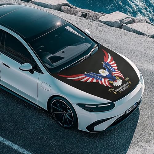 Image of Hood Covers for Cars SUV Trucks Sedan Stretch Car Front Hood Protector Cover Exterior Decorations USA 250th Birthday Stretchable Car Hood Wraps for Vehicle