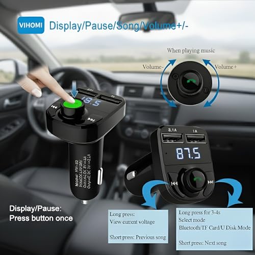 Image of X8 Car Bluetooth FM Transmitter with Hands-Free Calling | Wireless Stereo Music Player with TF Card & AUX Support | Dual USB Mobile Charger Car Kit Compatible with All Smartphones