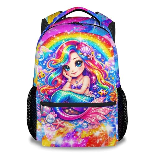 GiftoFLUX School Backpack for Girls Mermaid Bookbag - Large Capacity Kids School Bag for Preschool Kindergarten Elementary (17 Inch)