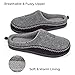Men's Cozy Memory Foam Micro Woolen Plush Fleece Slippers Slip On Clog House Shoes w/Hand-Craft Woven Trim (US Men's 11-12, Gray)