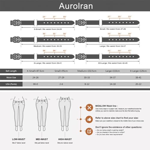 Image of Aurolran Women's Leather Belt with Buckle - Ideal for Dresses, Jeans, and Coats