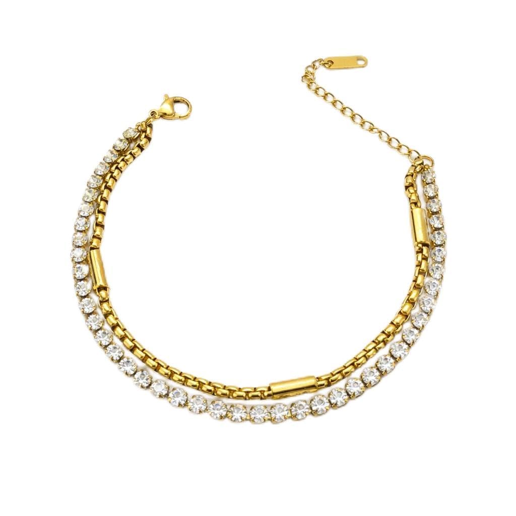 Crystal Tennis Bracelet, 18K Gold Plated, 316L Surgical Stainless Steel, Women, Minimalist, 22.5 cm, 8 g-image-43