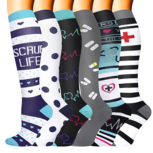 Sooverki 6 Pairs Knee High Compression Socks