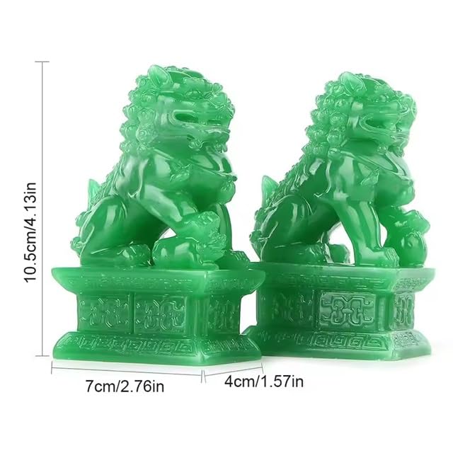 Pareja de Estatuas Guardianes Fu Foo Dogs 4.1 Pulgadas miniatura 2