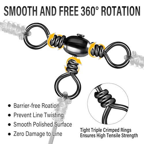 Image of Alwonder 3-Way Fishing Barrel Swivels, 35-175Lb, Pack of 50