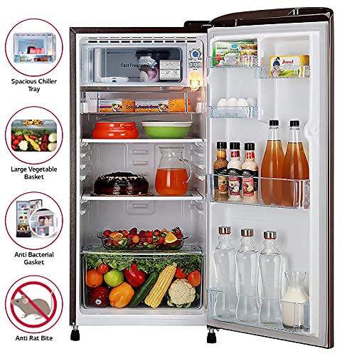 Image of LG 190 L 4 Star Inverter Direct-Cool Single Door Refrigerator (GL-B201AASY, Amber Steel)
