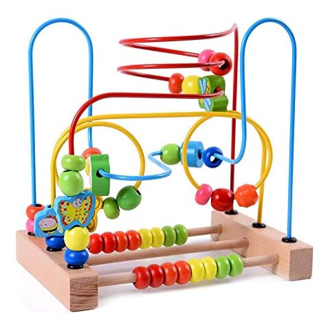 Lewo Motorikschleife aus Holz mit DREI verschiedenen Schleifen Tierkreis Roller Coaster um Korn Maze Spielzeug für Kinder Kleinkind Cover