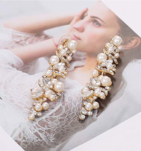 NLCAC Women's Wedding Earrings for Brides Dangling Rhinestone Crystal Chandelier Earring Drop Bridesmaids4