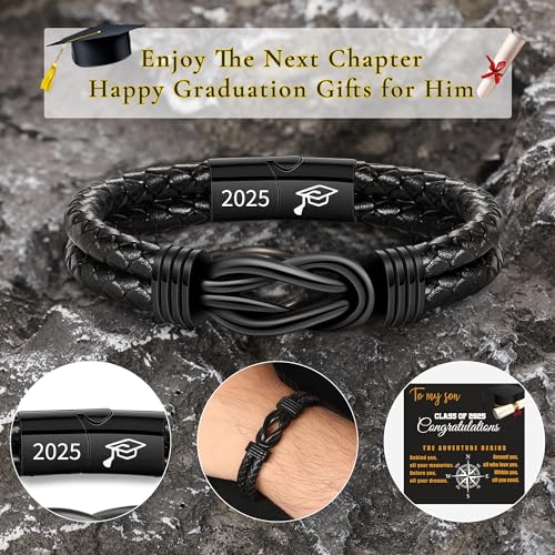 Gifts for Men Leather Bracelet Brown Braided Forever I Love You Gifts for Him Infinity Cuff Bracelets Birthday Gifts for Boyfriend Son Grandson Husband Dad Mens Fathers Day Gift