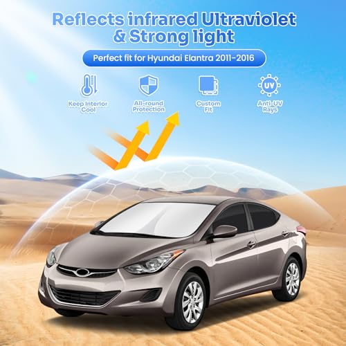 Image of Canvcle Window Shades for 2011-2016 Hyundai Elantra Accessories Windshield Sun Shade Side Rear Window Covers Sunshade Sun Visor Shield Privacy Protection for Camping Keep Vehicle Cool Black 6PCS