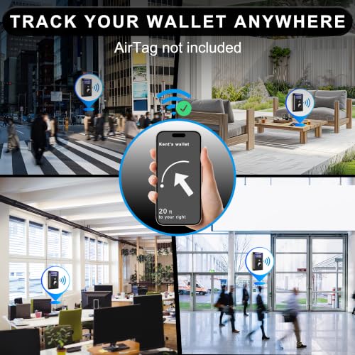 Image of Slim Minimalist Front Pocket AirTag Wallet, Men's Wallet with AirTag Holder, Black | Airtag Holder, ID Window, Button Closure, RFID Blocking, Credit Card Wallet for Men